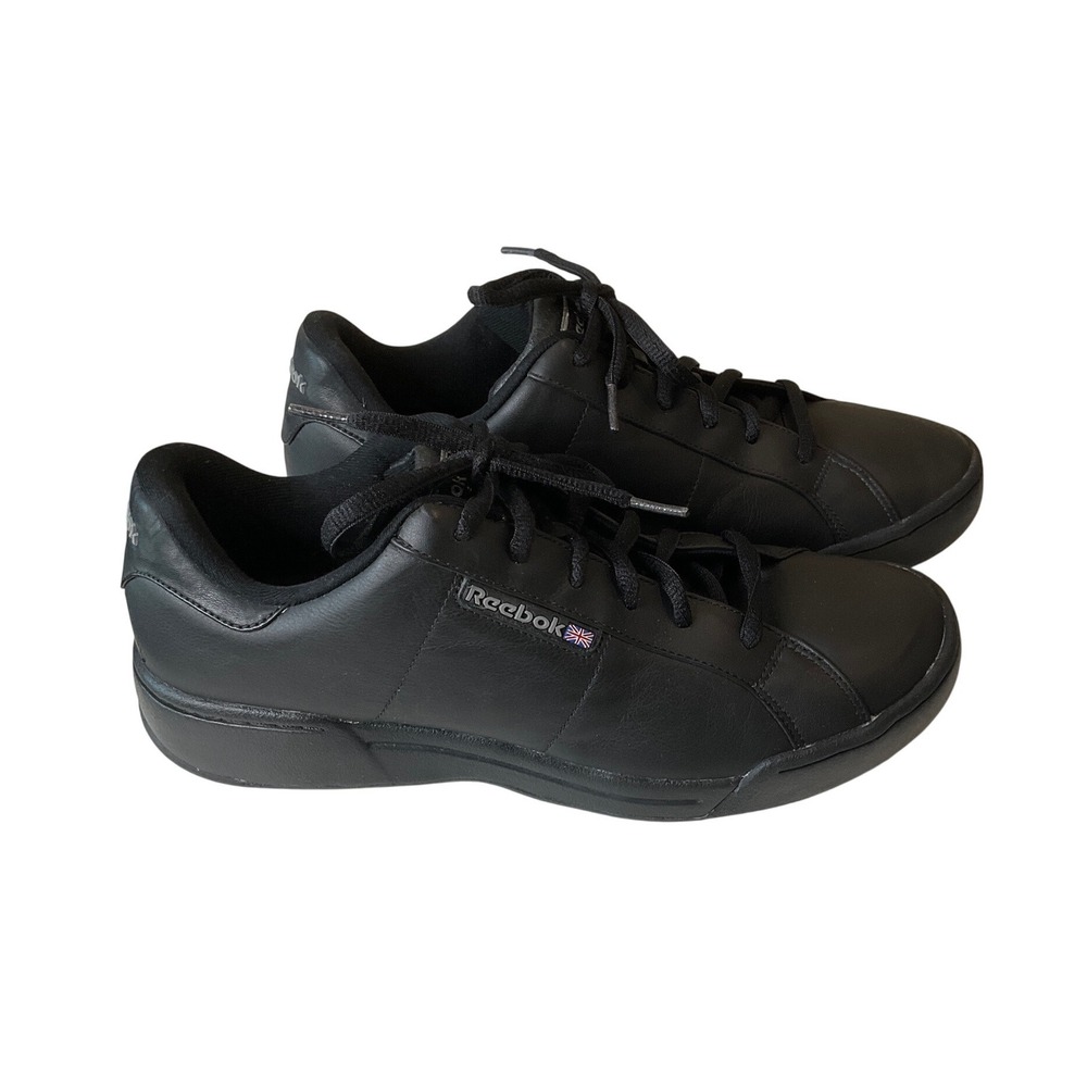 Reebok‎ Classic Sneakers Black Leather Low Profile Retro Comfort Sporty 10.5 - Picture 2 of 10